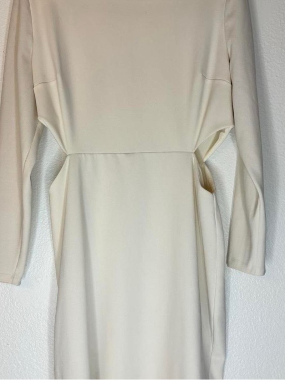 Express Cream Long-Sleeve Midi Dress